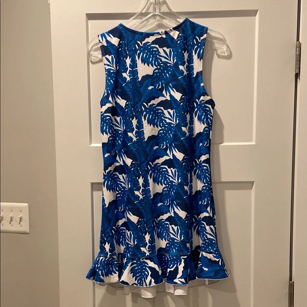 Blue and White Ruffled Mini Athletic Sport Sun Dress size large - Picture 3 of 8